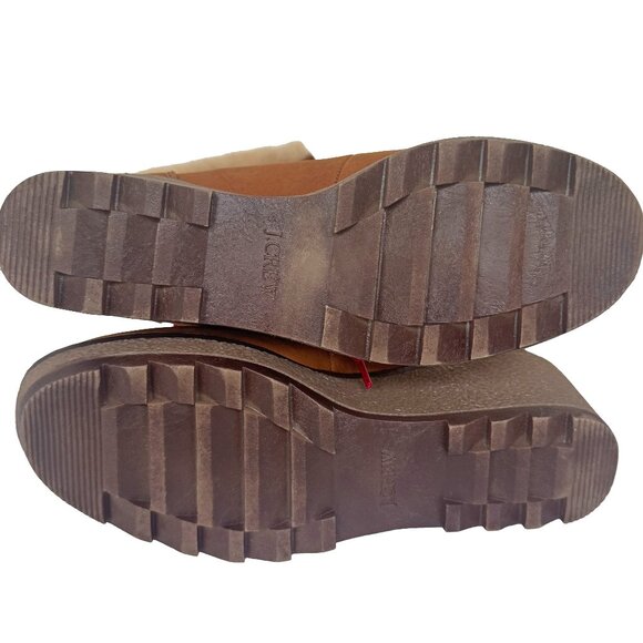 J.Crew Nordic Wedge Nubuck Faux Fur Lined Boots in Glazed Pecan Red Laces Size 9 - Picture 7 of 12